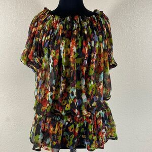 NEW ALLEN B MULTI COLOR FLORAL WOMAN BLOUSE SIZE S